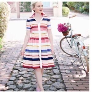 Kate Spade Size 00 Berber Stripe Polo Shirt Dress Multicolor Knee Length Preppy